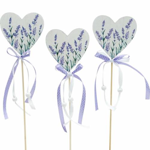 Floristik24 Lavendelherz, Sommerdeko, Herz zum Stecken mit Lavendel, Mediterrane Herzdeko 6St