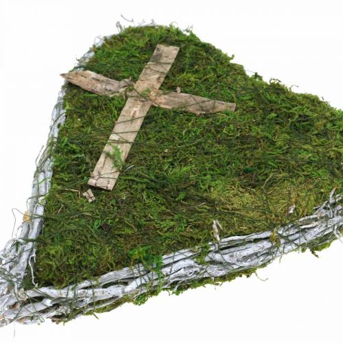 Floristik24 Grabschmuck Herz Reben Moos für Grabgestecke 30×20cm