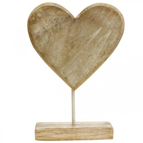 Floristik24 Holzherz Herz am Stiel Deko Herz Holz Natur 25,5cm H33cm