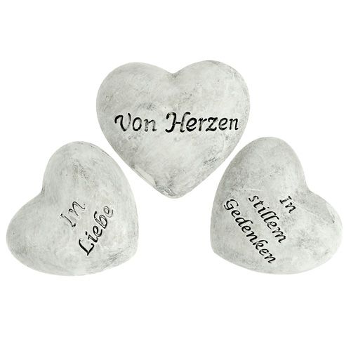 Herz mit Schrift grau 5,5cm 6St