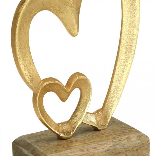 Floristik24 Metallherzen, Tischdekoration, Valentinstag, Hochzeitsdeko Golden, Natur H19cm