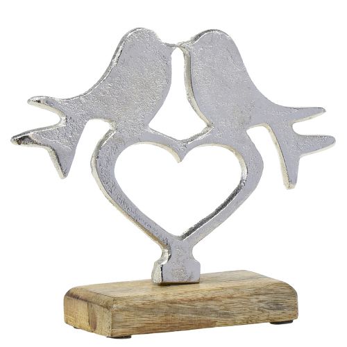 Floristik24 Herzdeko zum Stellen mit Vogel Deko Hochzeit 16,5cm × 19,5cm