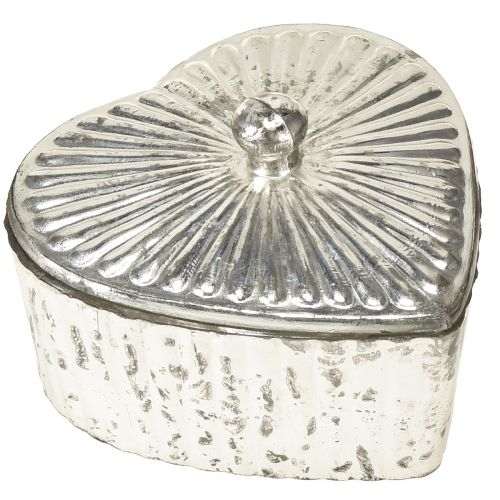 Artikel Herzdose mit Deckel Glasdose Herz Champagner 15,5×15×10cm