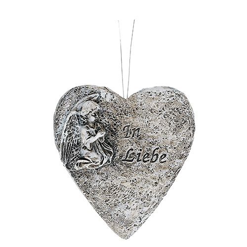 Herzen Grau mit Text 10,5cm 4 St