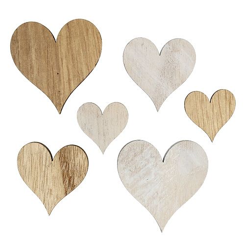 Floristik24 Herzen Mix aus Holz Grau, Natur 2,5cm - 5cm 46St