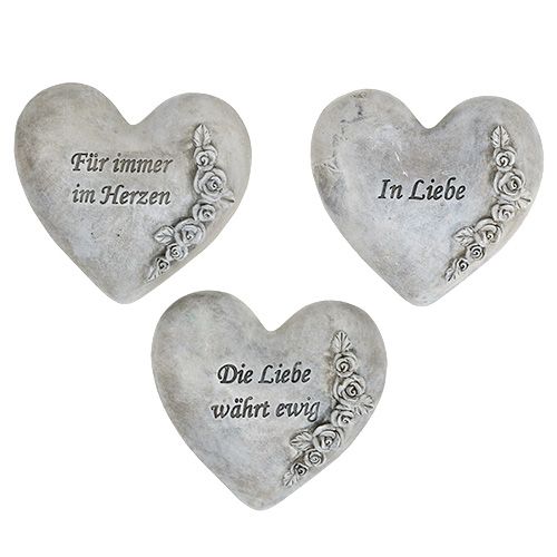 Herzen mit Spruch Grau 13cm x 12cm 3St