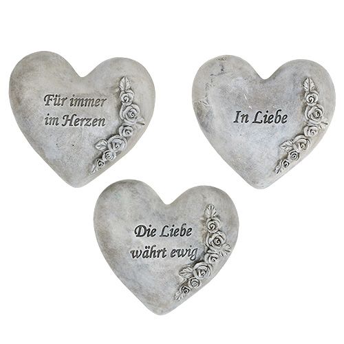 Floristik24 Herzen mit Spruch Grau 13cm x 12cm 3St