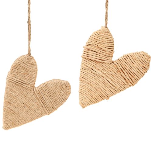 Herzen zum Hängen Hanf und Bast Deko Natur H10,5cm 8 St
