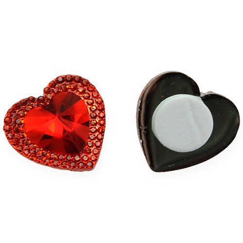 Floristik24 Herzen zum Aufkleben Diamant Rot 2cm 48St