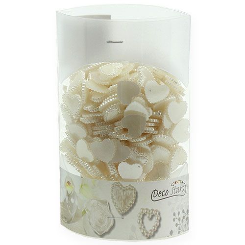 Floristik24 Streudeko Mini-Herzen Creme 1,3cm 300St