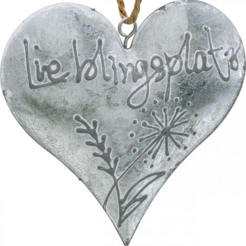 Floristik24 Dekoherzen, Metallanhänger, Willkommen, Lieblingsplatz, Pusteblume H10cm Weiß, Silbern 4St