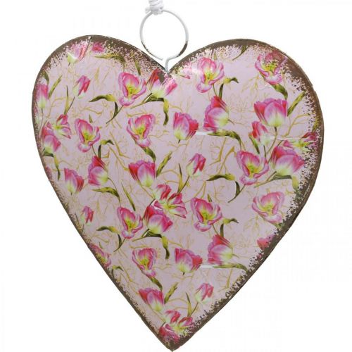 Artikel Herz zum Hängen, Valentinstag, Herzdeko mit Rosen, Muttertag, Metalldeko H16cm 3St