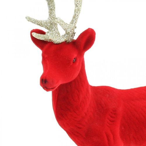 Floristik24 Deko Hirsch Dekofigur Deko-Rentier Beflockt Rot H28cm
