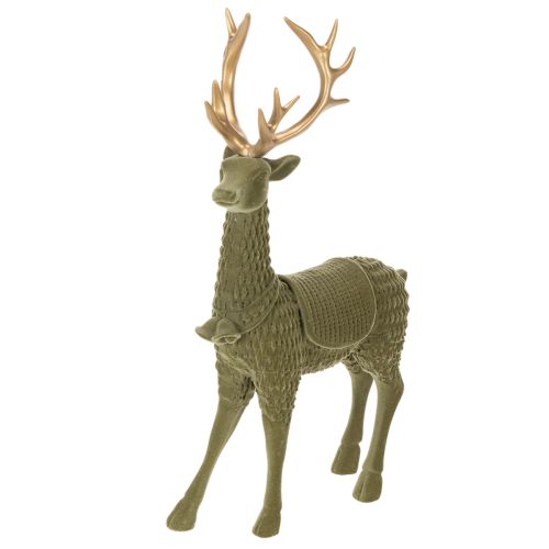 Dekofigur Hirsch stehend 31 cm Kunststoff grün mit goldenem Geweih für Innenbereich bestellen | Floristik24.at