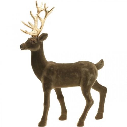 Floristik24 Deko Hirsch Dekofigur Deko-Rentier Beflockt Braun H46cm