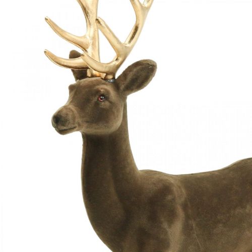 Floristik24 Deko Hirsch Dekofigur Deko-Rentier Beflockt Braun H46cm