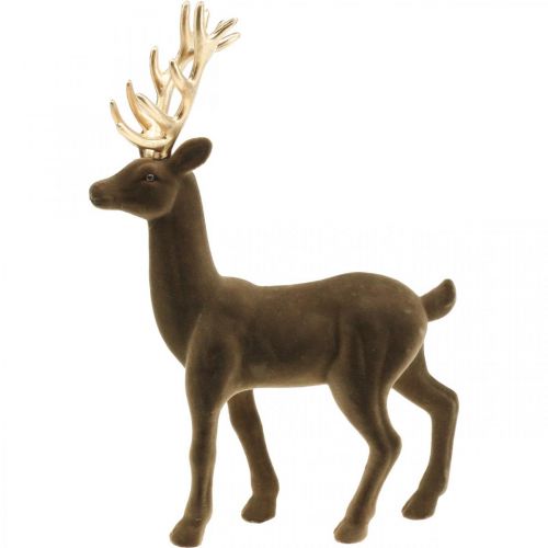Floristik24 Deko Hirsch Dekofigur Deko-Rentier Beflockt Braun H37cm