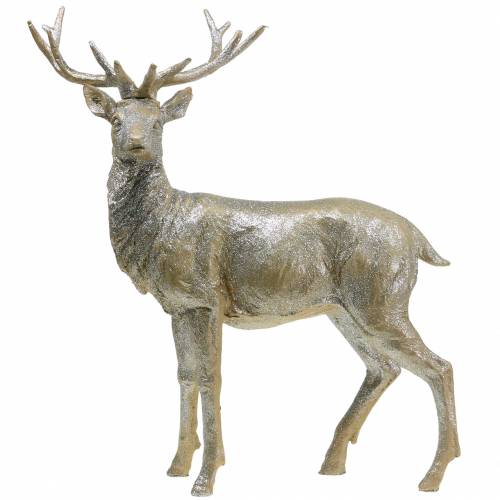 Floristik24 Deko Hirsch Champagner Glitzer 44cm