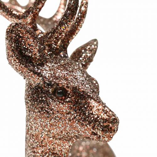Floristik24 Deko-Hirsch Glitter Kupfer 14cm 4St