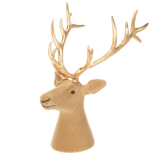 Deko Hirschkopf Skulptur mit Kunststoff-Geweih 52cm goldfarben | Floristik24.at
