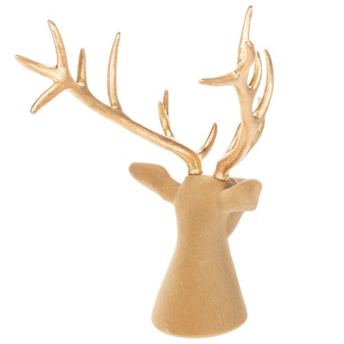 Deko Hirschkopf Skulptur mit Kunststoff-Geweih 52cm goldfarben | Floristik24.at