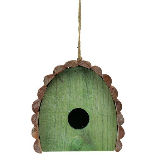 Artikel Hängedeko Vogelhaus mit rundem Dach Holz Grün Braun 16,5×10×17cm