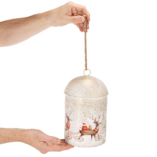 Metallglocke mit Weihnachtsmotiv zum Aufhängen 26 cm Weiß-Gold | Floristik24.at