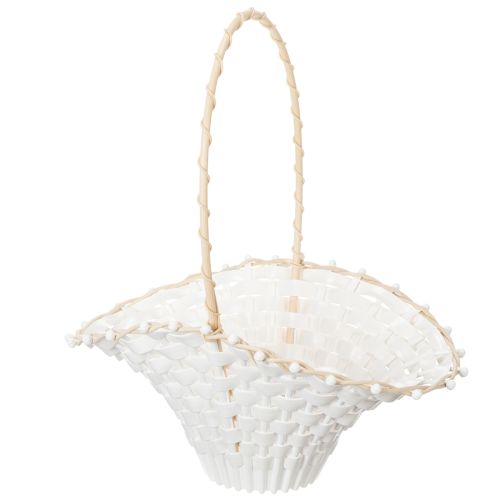 Streukörbchen Hochzeit 24x17cm Weiß Kunststoff mit Rattan bestellen | Floristik24.at