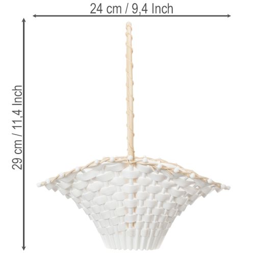Streukörbchen Hochzeit 24x17cm Weiß Kunststoff mit Rattan | Floristik24.at