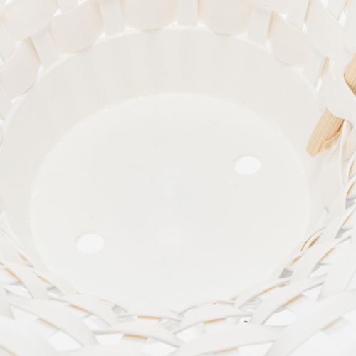 Streukörbchen Hochzeit 24x17cm Weiß Kunststoff mit Rattan | Floristik24.at