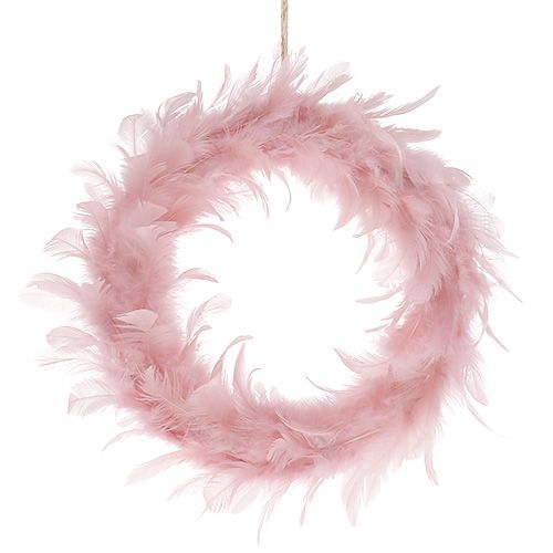 Floristik24 Hochzeitdeko Federkranz Rosa Ø20cm 3St