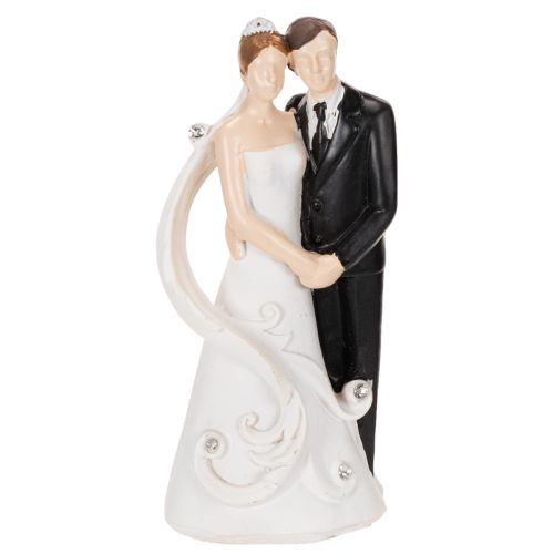Hochzeitsfigur Brautpaar Polyresin 10,5cm Weiß Schwarz