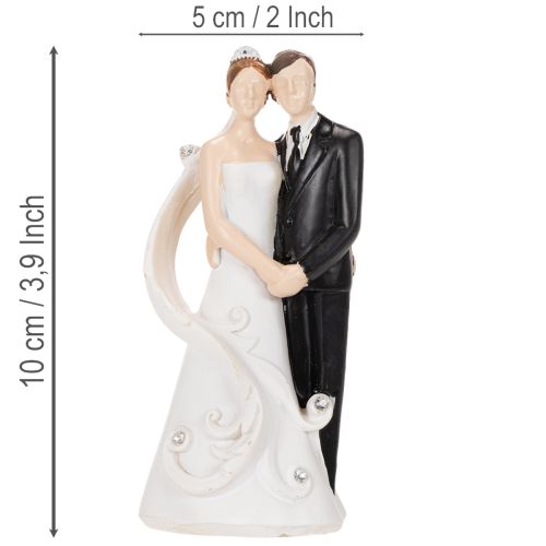 Hochzeitsfigur Brautpaar Polyresin 10,5cm Weiß Schwarz | Floristik24.at