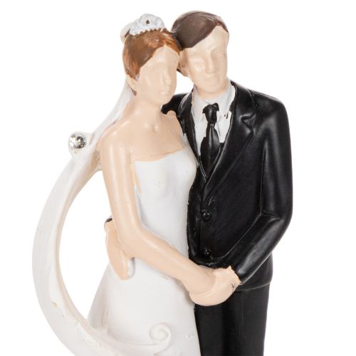 Hochzeitsfigur Brautpaar Polyresin 10,5cm Weiß Schwarz | Floristik24.at