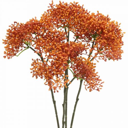 Floristik24 Holunder Orange Künstlicher Blütenzweig 52cm 4St