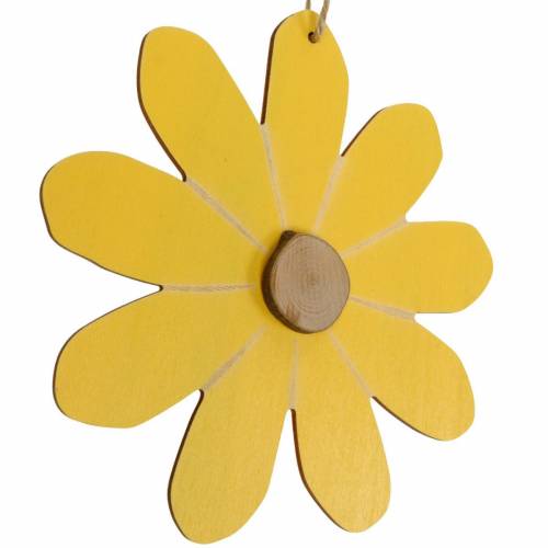 Artikel Holz-Blüten zum Hängen, Frühlings-Deko, Blumen aus Holz Gelb und Weiß, Sommerblumen 8St