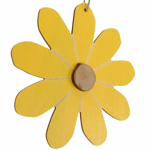 Floristik24 Holz-Blüten zum Hängen, Frühlings-Deko, Blumen aus Holz Gelb und Weiß, Sommerblumen 8 St