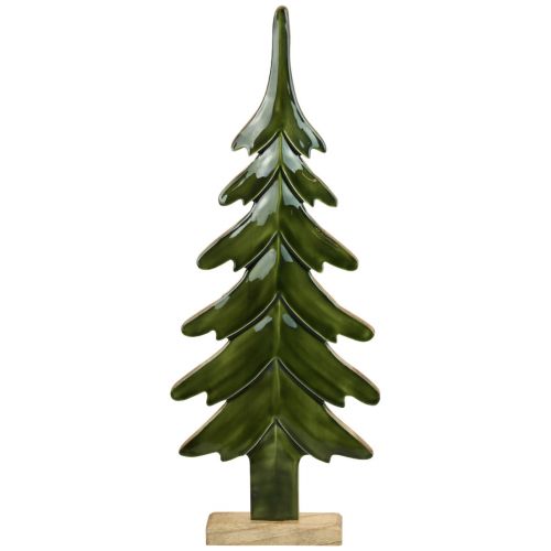 Floristik24 Holz Deko Tannenbaum Grün Glanz Effekt 23,5×5×60cm