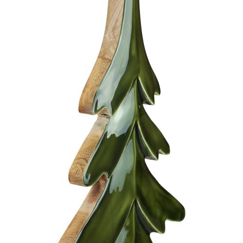 Holz Deko Tannenbaum Grün Glanz Effekt 23,5×5×60cm