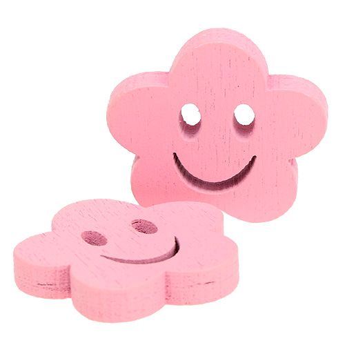 Floristik24 Holzblume mit Gesicht Rosa 2,5cm 48 St