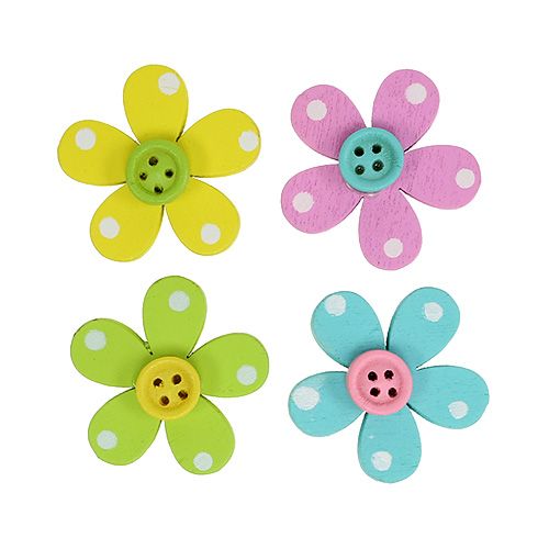Holzblume zum Streuen farbig sort. 3cm 24St