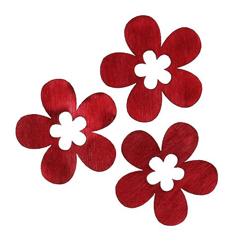 Floristik24 Holzblumen Rot 4cm 72 St