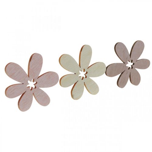 Floristik24 Holzblumen Streudeko Blüten Holz Beige/Gelb/Rosa Ø4cm 72 St