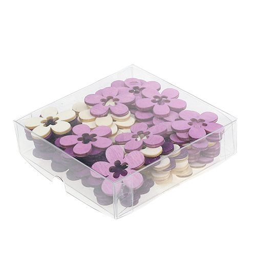 Floristik24 Holzblumen sort. Lila, Weiß 4cm 72 St
