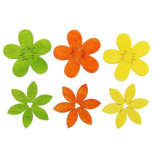 Floristik24 Holzblumen 4cm bunt sort. 72St