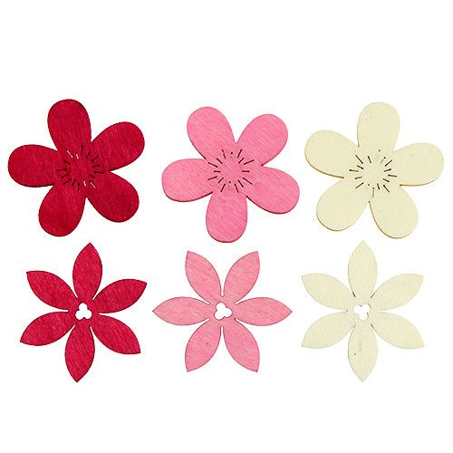 Floristik24 Holzblumen 4cm Pink sort. 72St