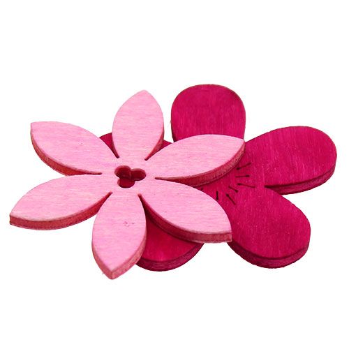 Floristik24 Holzblumen 4cm Pink sort. 72 St