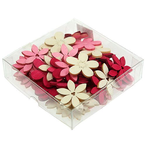 Floristik24 Holzblumen 4cm Pink sort. 72St