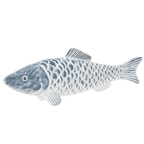 Holzfisch Blau-Weiß 35 cm Dekoration aus Holzmehl bestellen | Floristik24.at