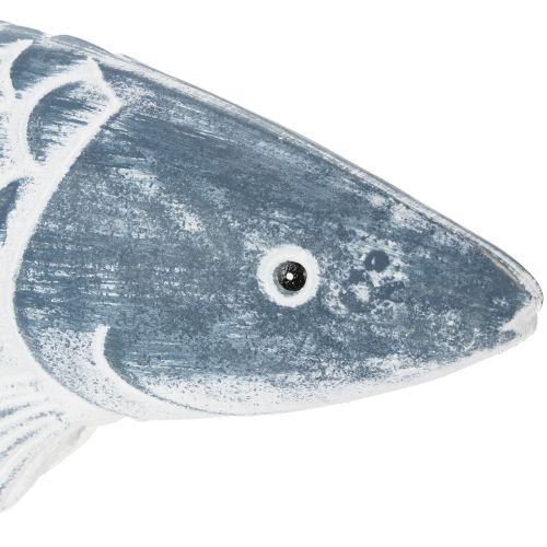Holzfisch Blau-Weiß 35 cm Dekoration aus Holzmehl | Floristik24.at
